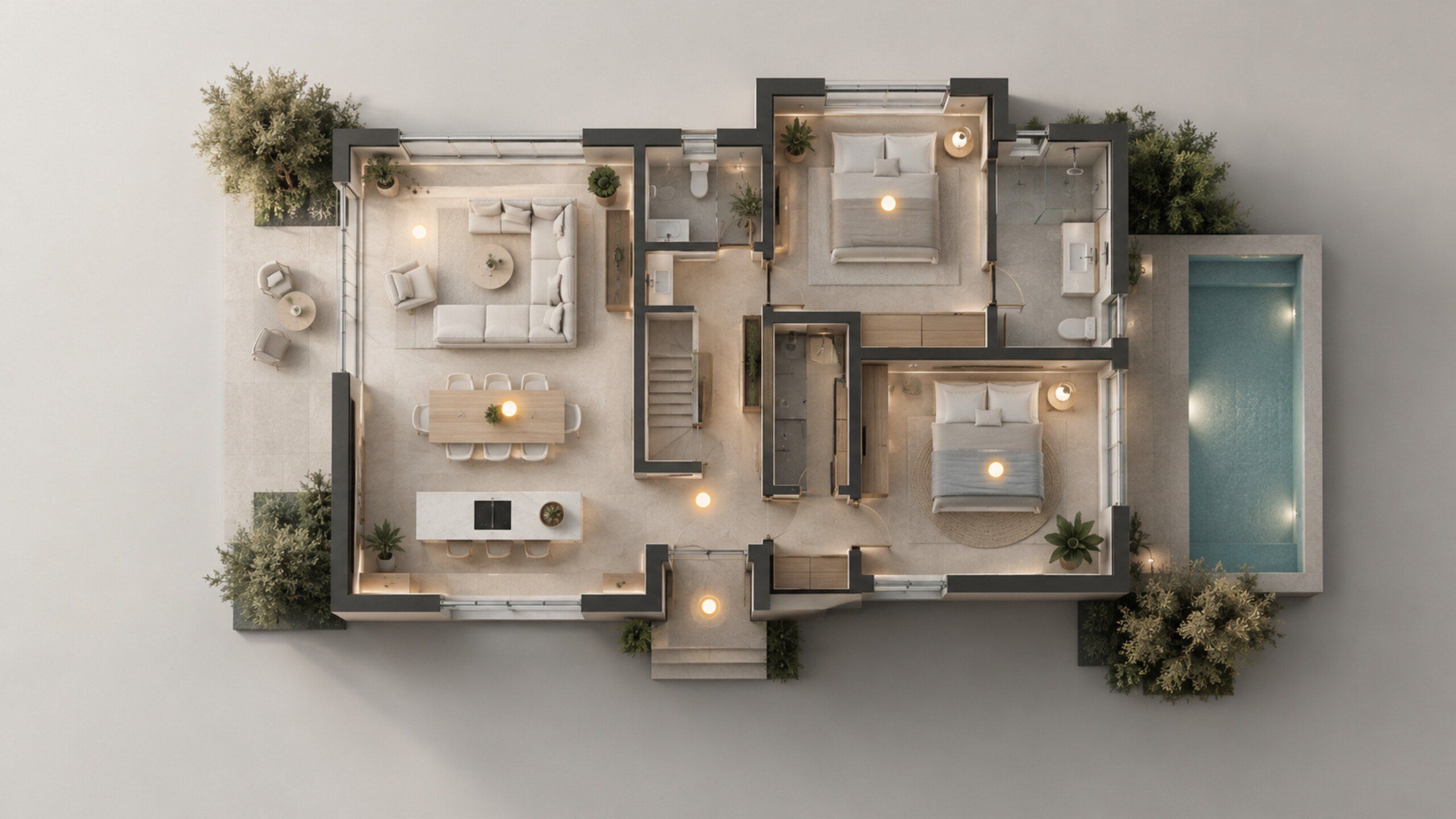 Top-down floor plan with location points