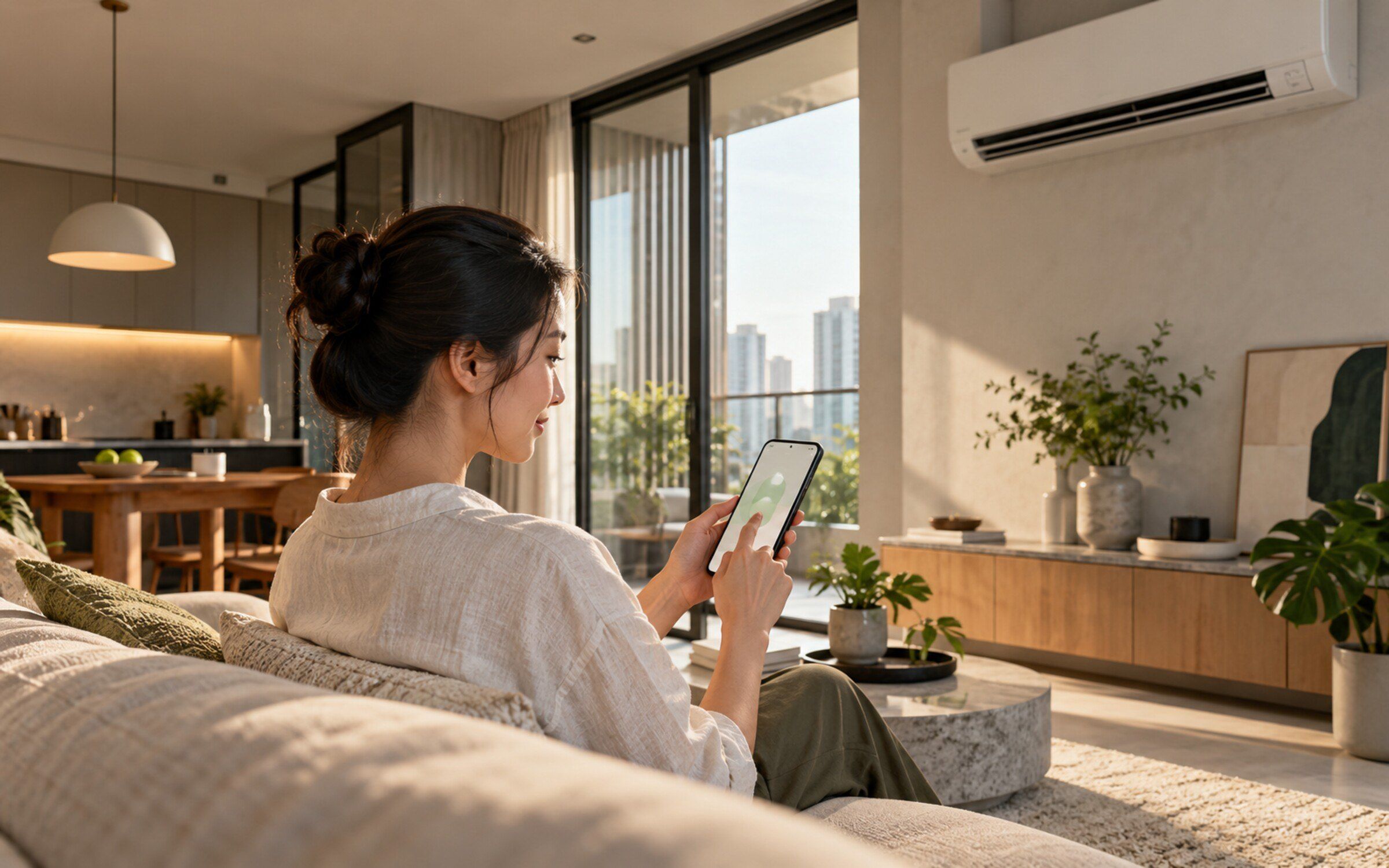 People using Air Conditioning Control