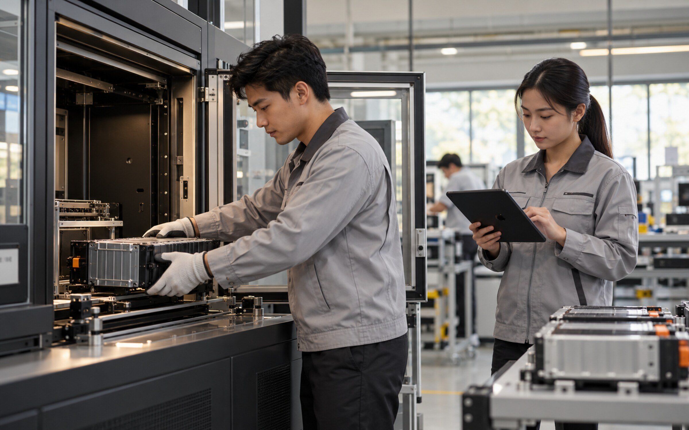 People using Battery Test & Production System
