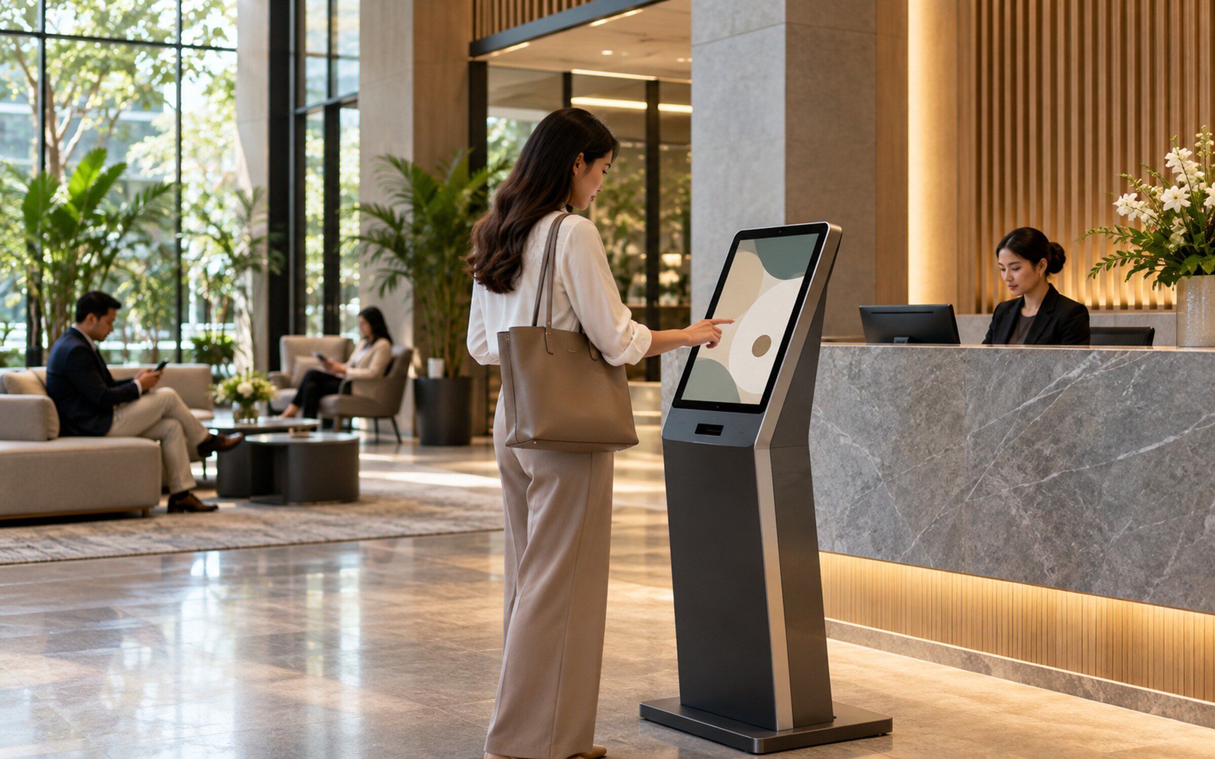 Self-Service Check-in Kiosk in a modern Thai space