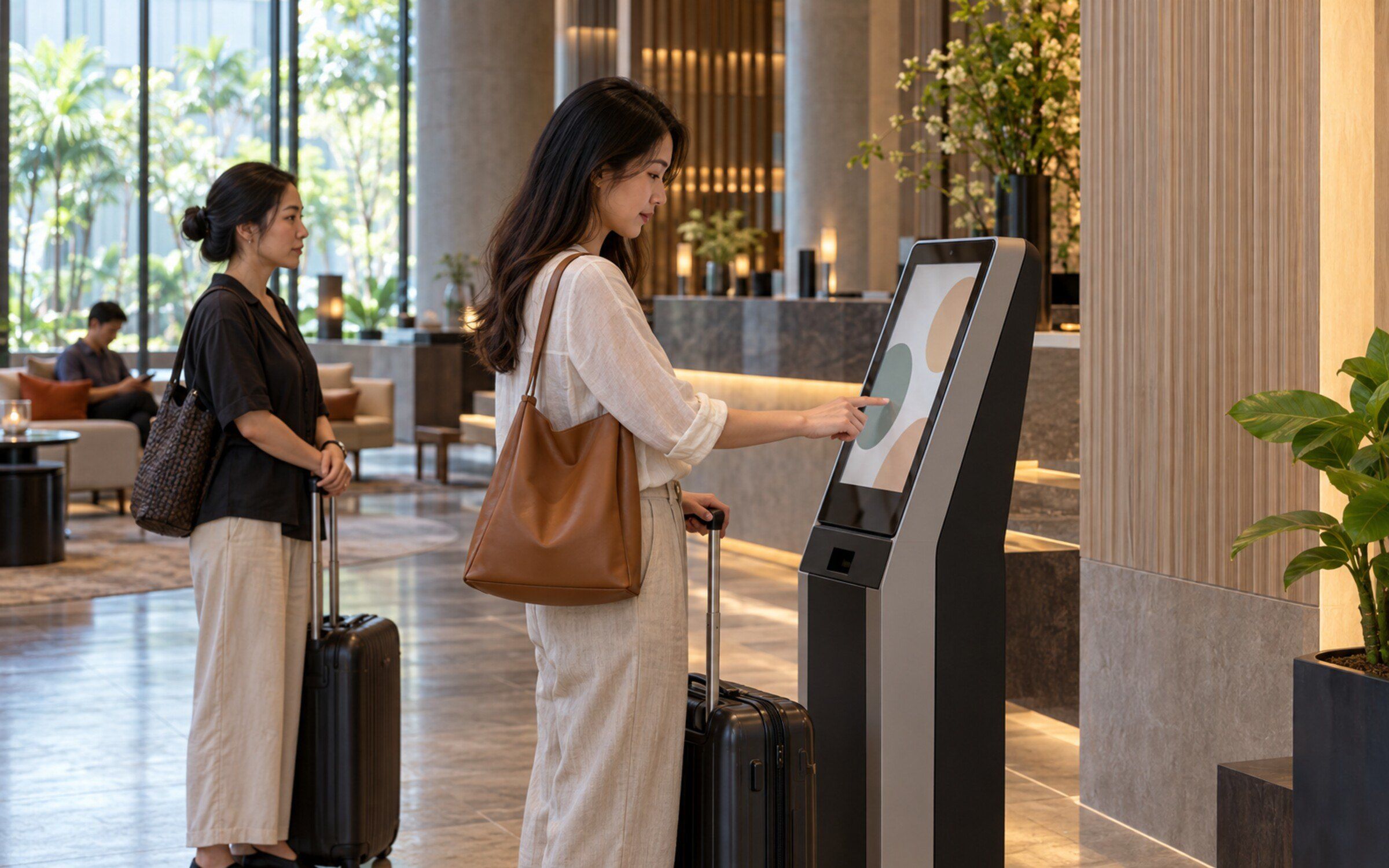 People using Self-Service Check-in Kiosk