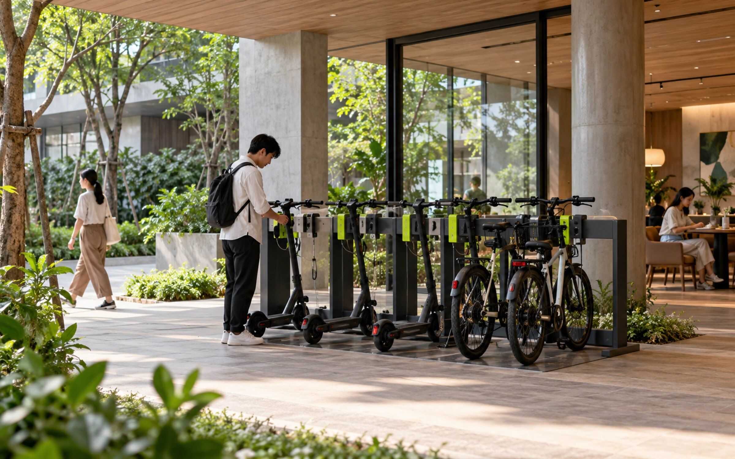 E-Scooter / Bike Charging in a modern Thai space