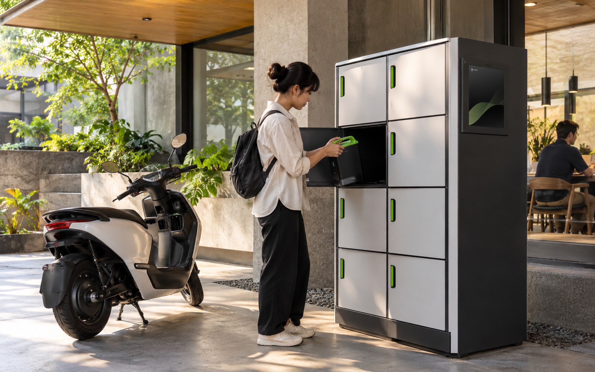 People using EV Battery Swap Locker