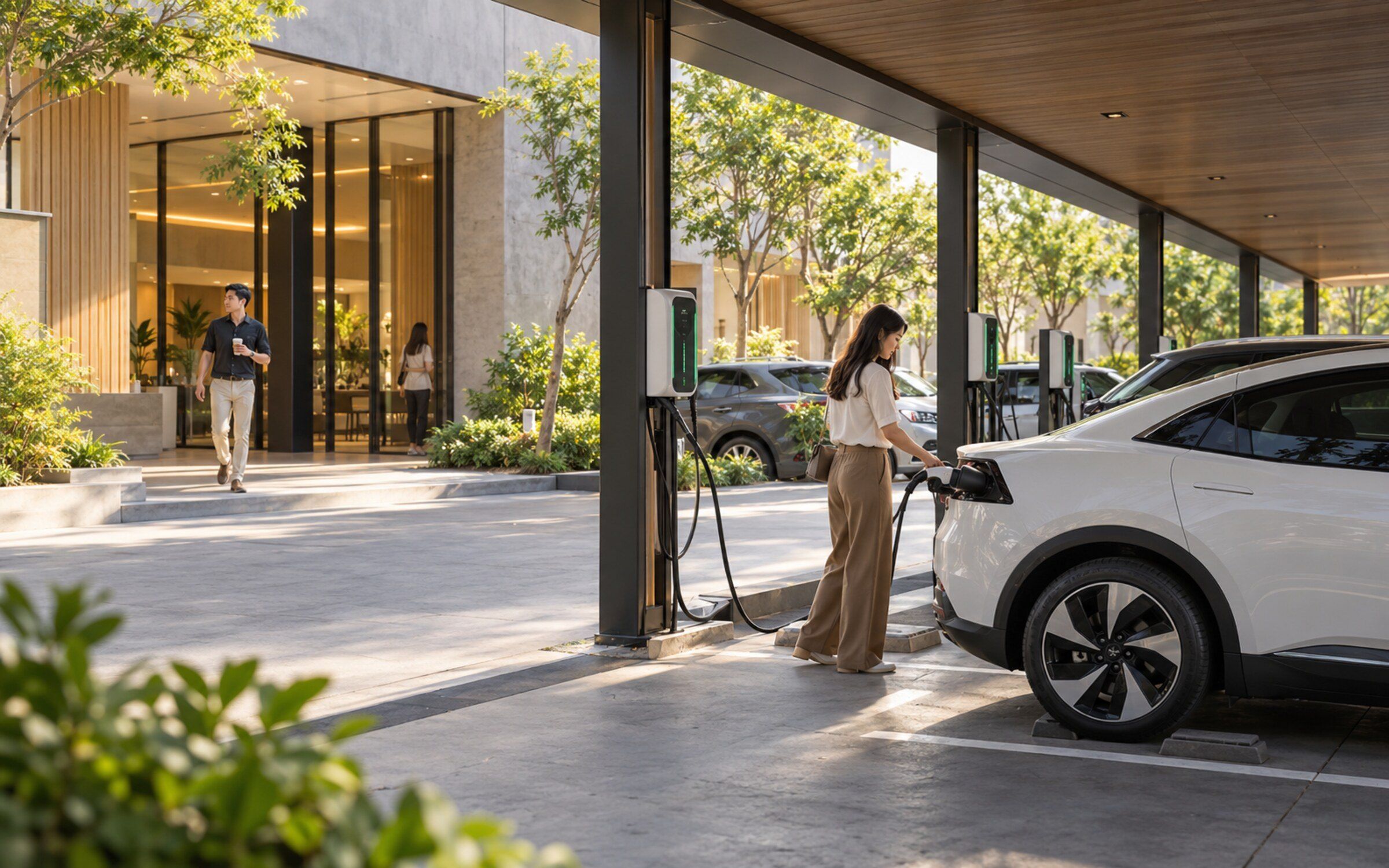 EV Charger Management in a modern Thai space