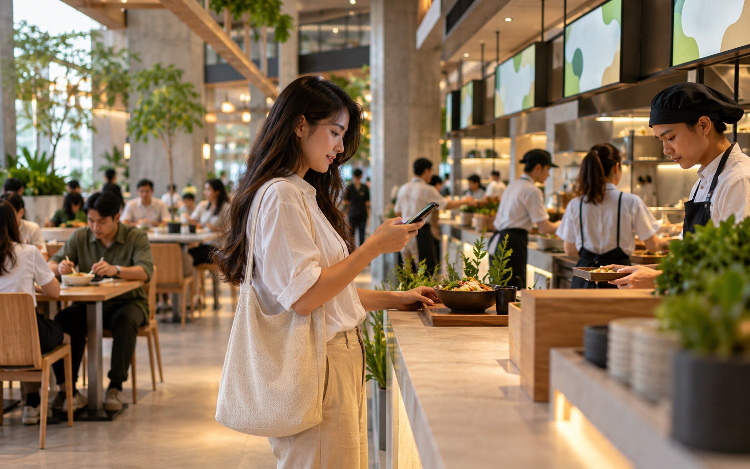 People using Smart Food Court & POS