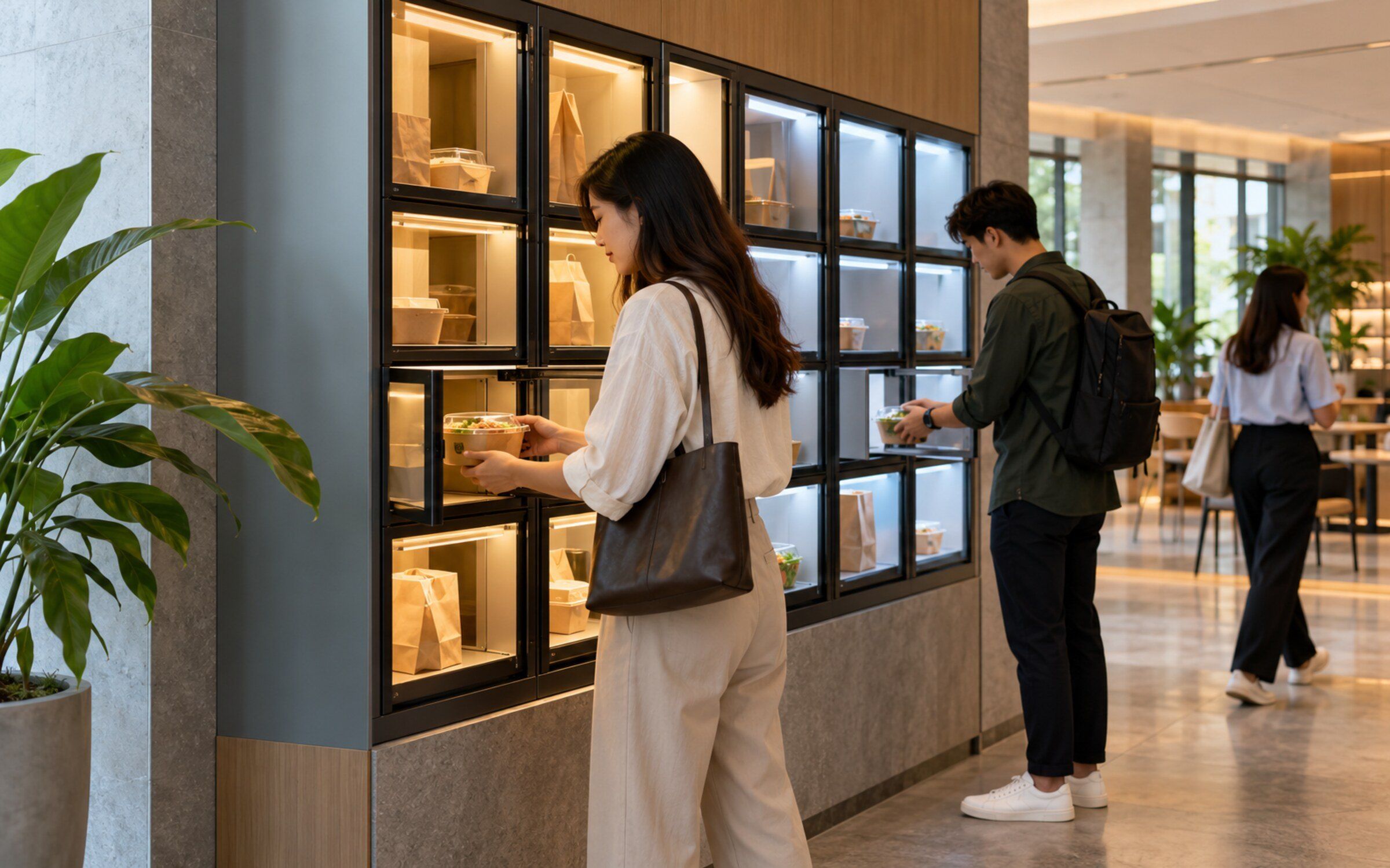 People using Smart Food Pick Up Point