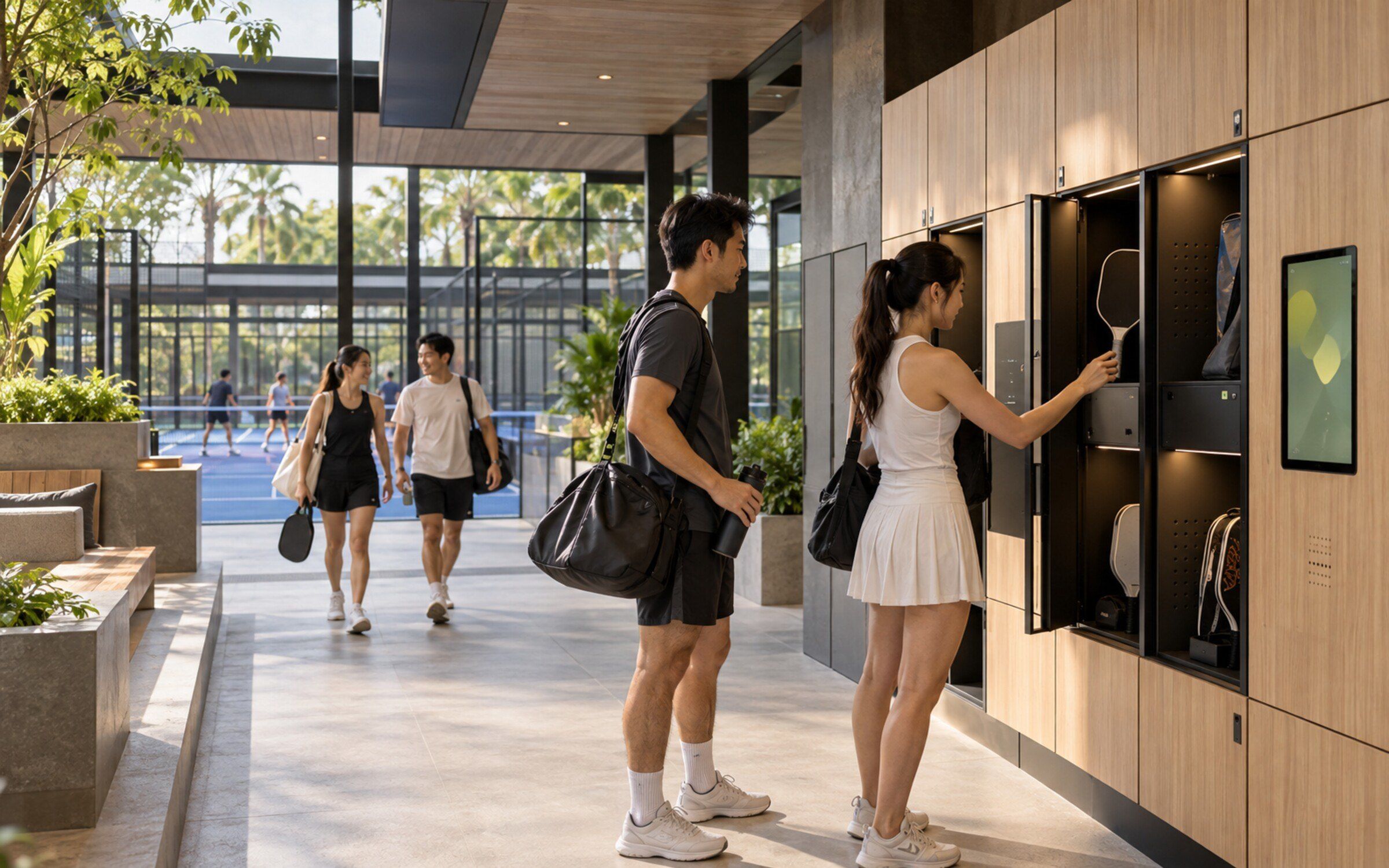 Racket Rental Locker in a modern Thai space