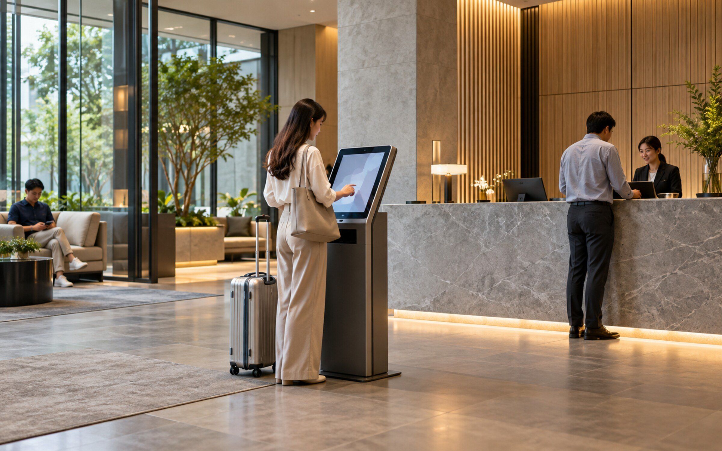 Receptionist Self-Service in a modern Thai space