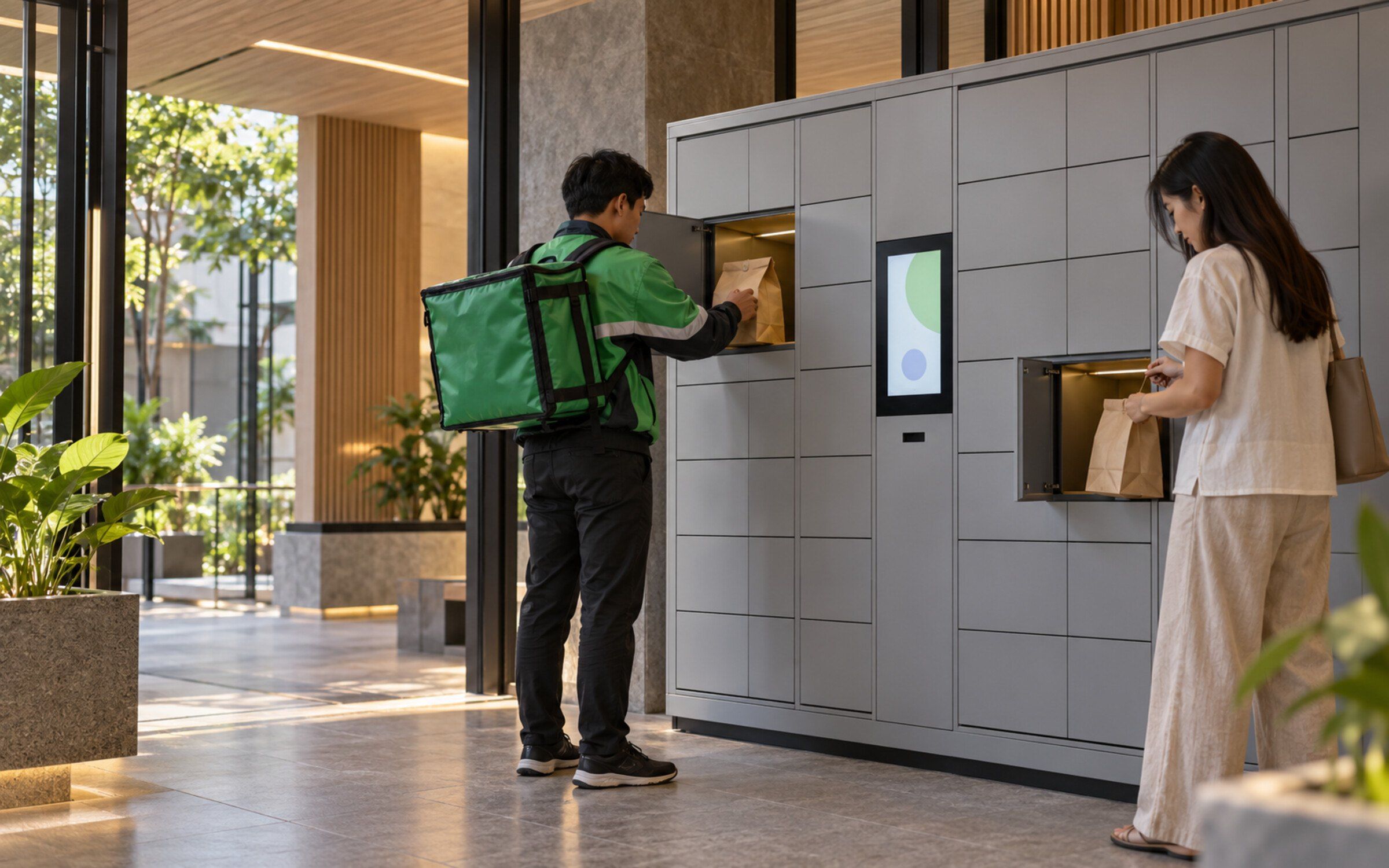 People using Smart Food Locker (Warm)