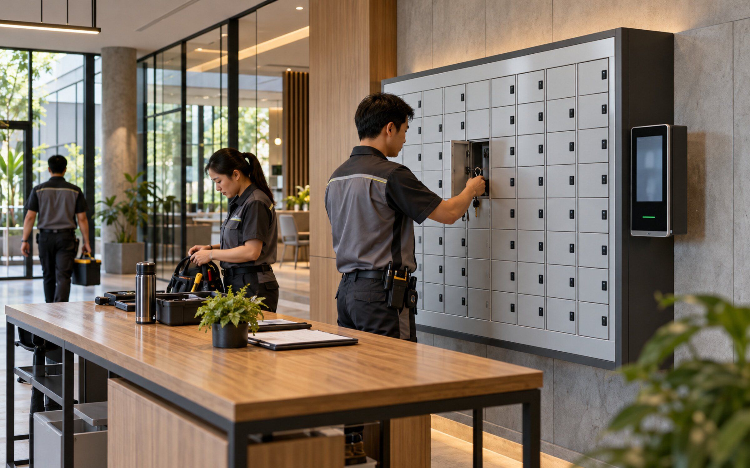 Smart Keydrop / Key Locker in a modern Thai space