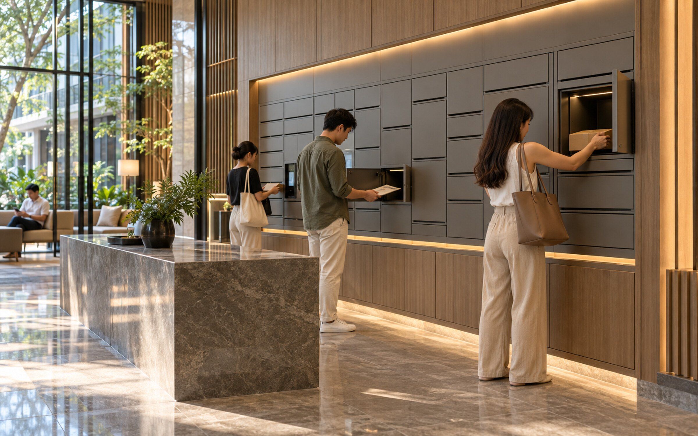 Smart Mailbox Unit in a modern Thai space