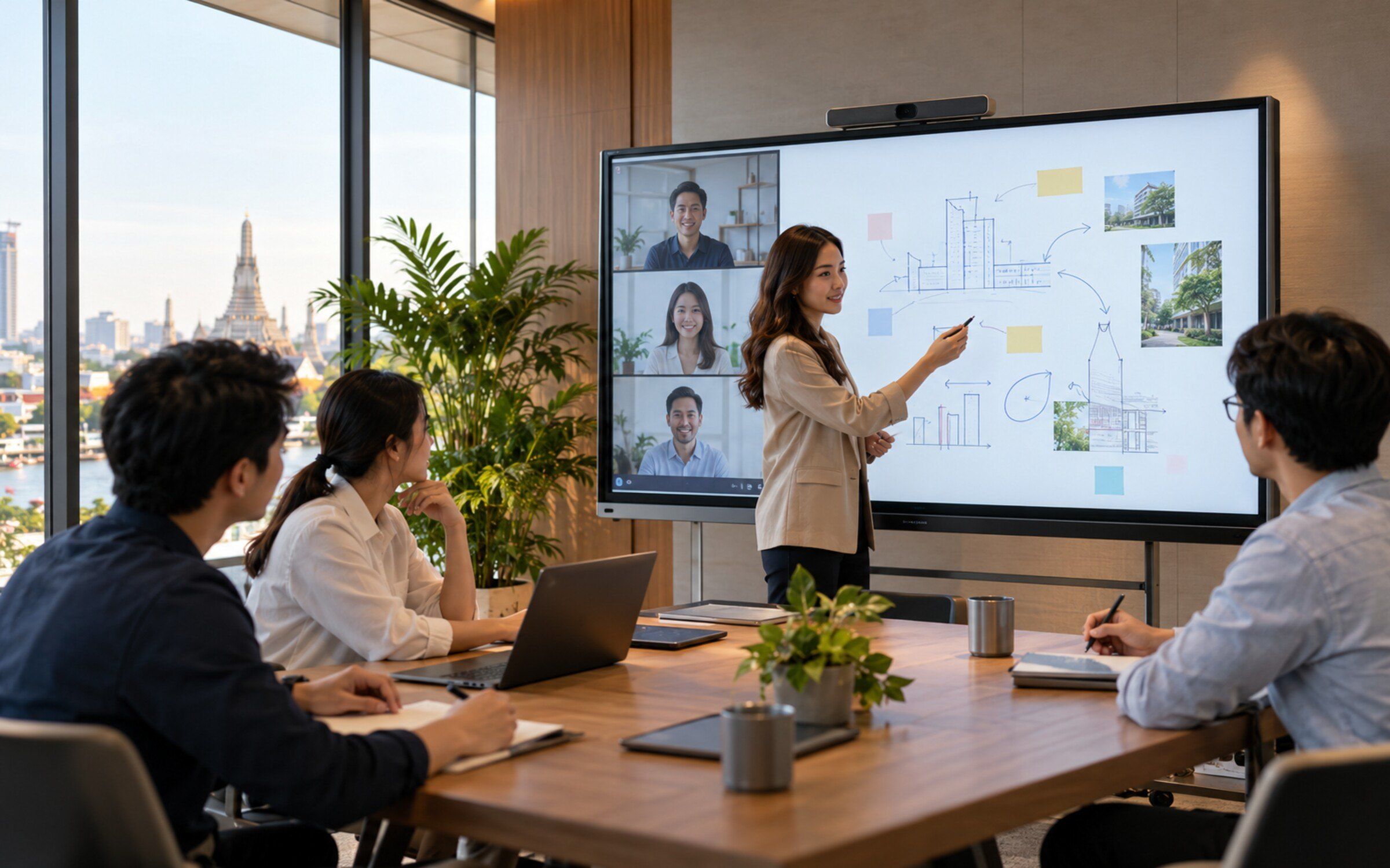 Smart Whiteboard & Video Conference in a modern Thai space